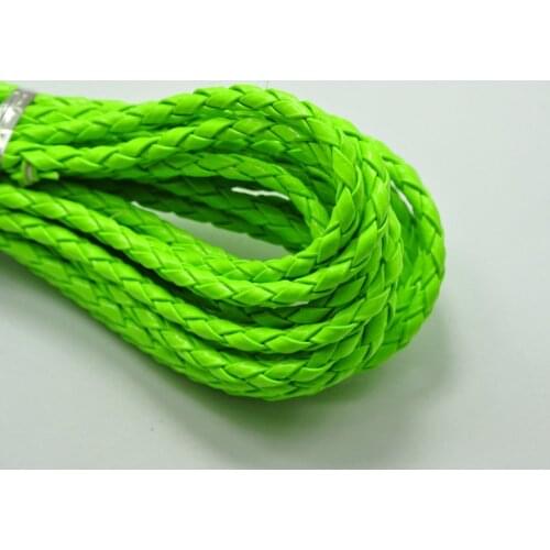 16.4 Feets Neon Green Braided Bolo Leatherette Jewelry Cord 4mm