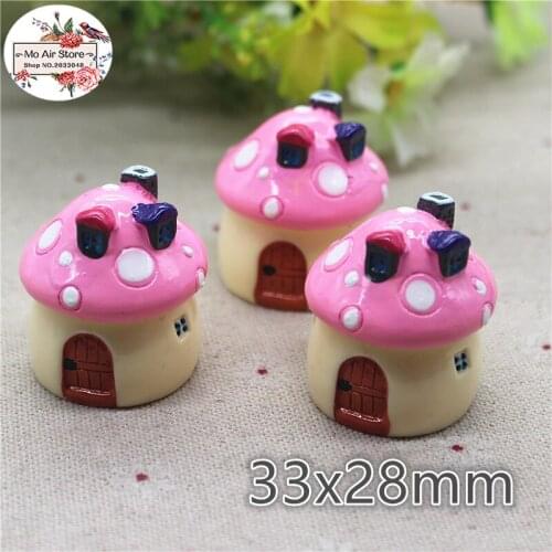 2pcs Resin 3D mushroom house Cabochon The micro structures Art Supply Decoration Charm DIY Craft