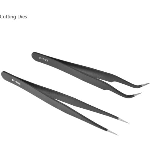 2019 New Die Cutting Tools 12cm Curved Fine Point Tweezers Black Coated Accurate For Diy Cutting Dies Projects