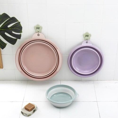 2021 Folding washbasin bucket container portable fruit basin folding silicone washbasin baby washbasin bathroom accessories
