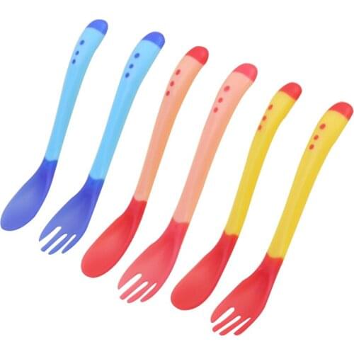 4 Colors Baby Spoon Temperature Sensing Spoon for Kids Boys Girls Silicone Spoons Feeding Baby Spoons With Bowl Toddler Flatware