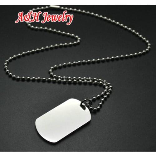 5pcs High Quality Polishing Dog Tag 25x43mm Large Size Pendant Necklace With 3mm Diameter 20'' Beads Chains For Men Jewelry