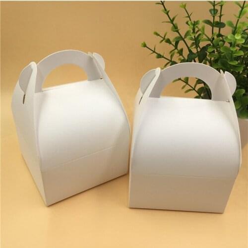 50pcs Small Paper packaging Box With Handle Portable Food Storage Gift Box Packing Craft Cardboard Paper Cake Bag