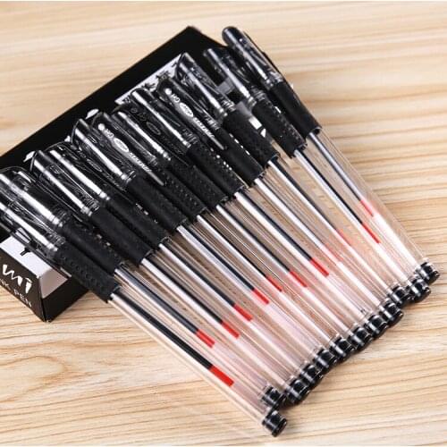 60 Pcs/lot(12pcs Per Box Total 5 Box) Gel Pen 0.5mm Writing Gel Pen Black Red Blue Wholesale Gel Pens Cheap Price Writing Supply
