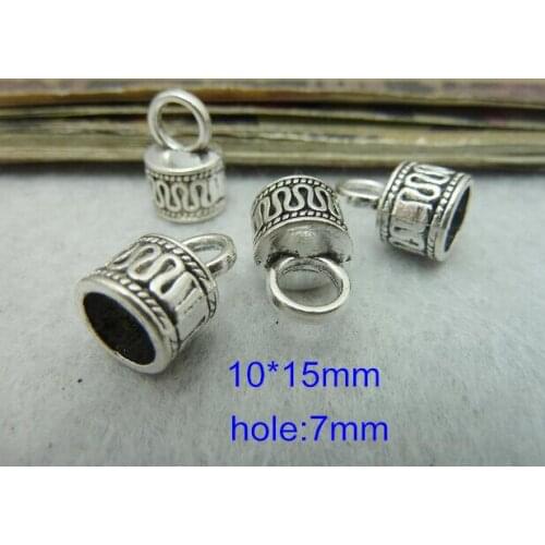 90 pcs Antique Silver Bead Tassel Caps Charms 10*15mm With 7mm Hole - Free Shipping
