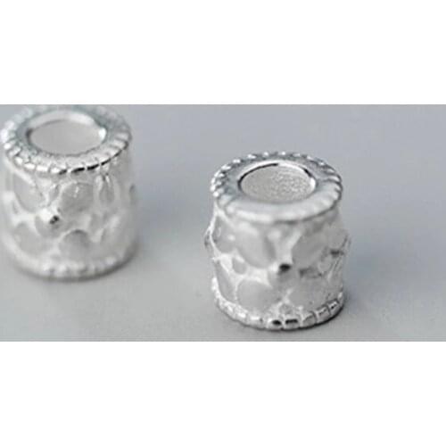 925 Sterling Silver Short Tube Flower Loose Beads DIY Jewelry Fittings 5x5mm Braided Bracelets Silver Space Beads For Women Men