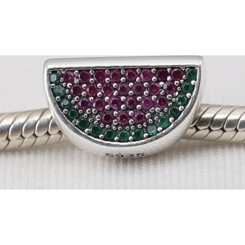 Authentic S925 Silver Bead Watermelon Charms fit Lady Bracelet Bangle Lady Gift