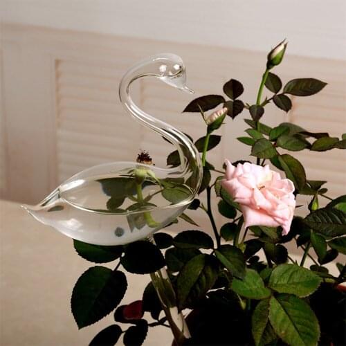 2019 New Glass Swan Automatic Watering Sprinkler device Garden Plant Water Cans Indoor Automatic Cute Swan Snail Swan Glass