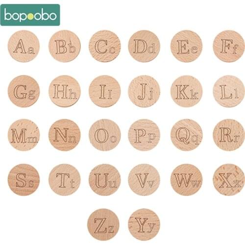 Bopoobo 26pc/1set Wooden Alphabet Letters Montessori Language Enlightenment Education Toys Early Matching Letter Family Game