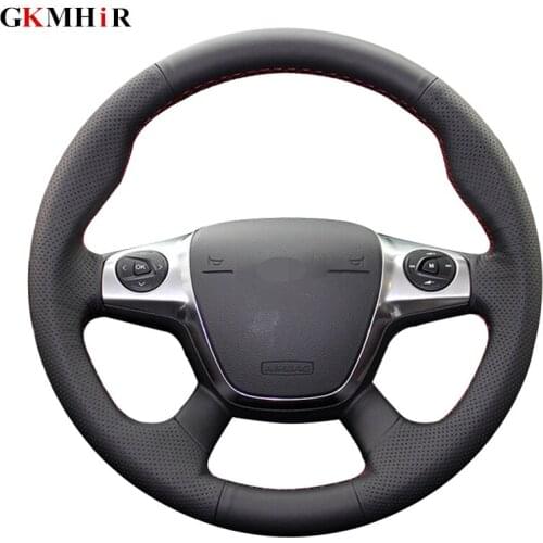 Black Soft Artificial Leather Car Steering Wheel Cover for Ford Focus 3 2012-2014 KUGA Escape 2013-2016