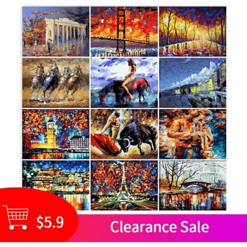 GATYZTORY Acrylic Paint By Numbers Night View DIY Painting By Numbers On Canvas Landscape Digital Hand Painting Home Decor