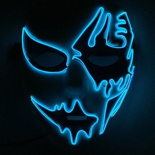Halloween Horror LED Mask Neon Party Decoration Cosplay Anonymous Face Rechargeable Luminous EL Wire Mask