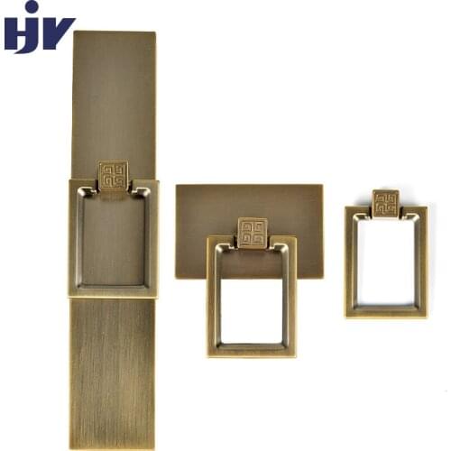 Antique Bronze Chinese Cabinet Handle Vintage Drawer Knobs Wardrobe Door Handles Drawer Pulls Zine Alloy Furniture Handles