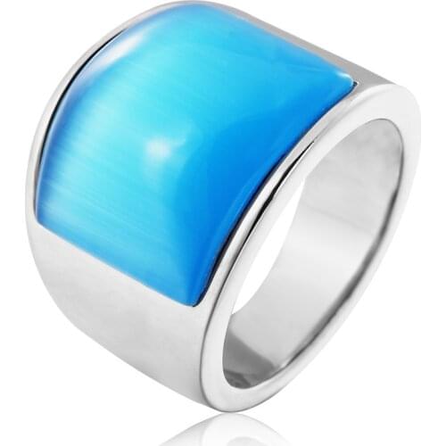 High-quality Large Stone Rings For men Women Gold Silver color 316L Stainless Steel Jewelry Wedding Party Gift Multicolor