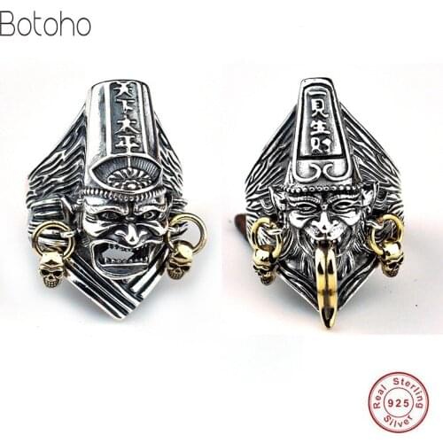 925 sterling silver colour ring male models mens exaggerated Thai silver colour ring charm Men ring Mens punk cool jewelry