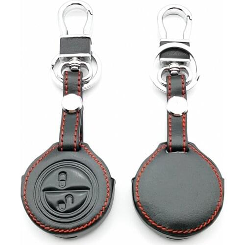Leather Car Key Cover Case For Benz Smart Forfour City Fortwo Roadster Mitsubishi Colt Warior Carisma Remote Control Case
