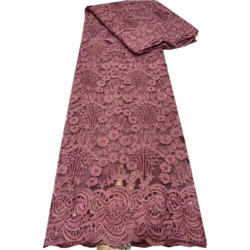 SJ Lace African French Lace Fabric With Sequins High Quality 2021 Nigeria Tulle Lace Fabric For Wedding Party Dresses dp5-26