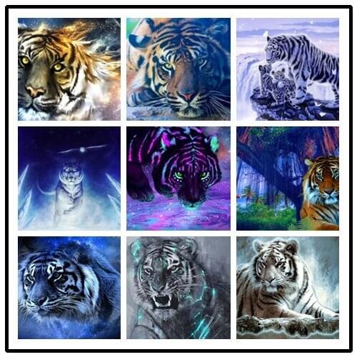 LIPHISFUN Diamond Painting Embroidery 5D DIY Cross Stitch Square/round Home Decor Drill Tiger Animal