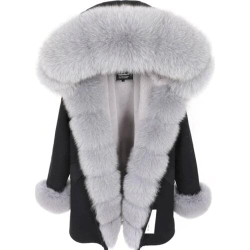 Maomaokong2020 new Real Fox Fur Collar Winter Womens Jacket Long warm fashion jacket female park outerwear