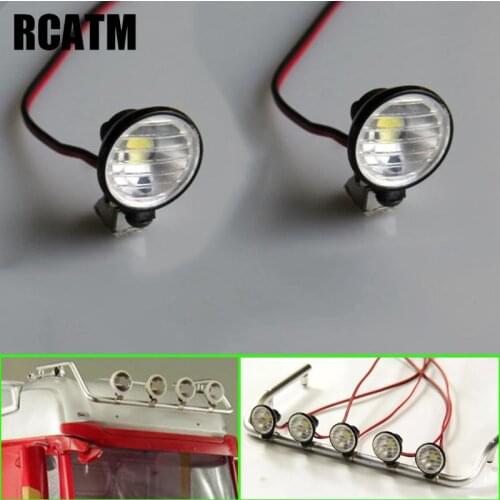 2pcs Model Car Metal Led Round Spotlight Dome Light for 1/10 1/14 RC Car TRX4 SCX10 Tamiya Truck Trailer Scania MAN Actros Volvo
