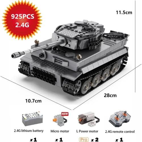 925pcs Building Blocks Assembly Remote Control Military Tank Brick Model Military Army Tiger Tank RC Vehicle Toy Kids Boy Gifts