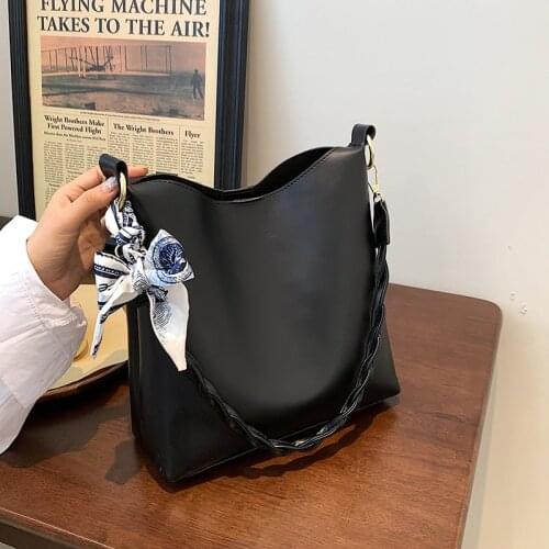 Fashion Square PU Leather Bucket Bag Womens Pure Color Simple Shoulder Handbag Ladies Large Capacity Leisure Travel Handbags