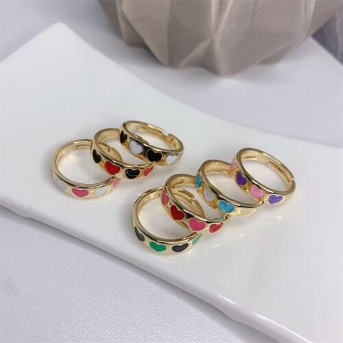 Fashion Creative Vintage Star Love Geometric Rings for Women Colorful Print Ring 2021 New Female Simple Metal Ring Jewelry Gift