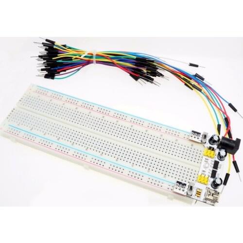 WAVGAT 3.3V/5V MB102 kit Breadboard power module+MB-102 830 points Solderless Prototype Bread board+65 Flexible jumper wires