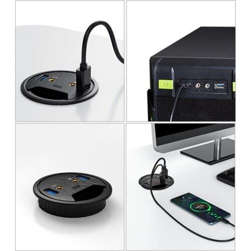 Desktop Grommet USB 3.0 HUB Type-C Audio Desk Mount Adapter Dongle Splitter Power Table Mounting Adapter
