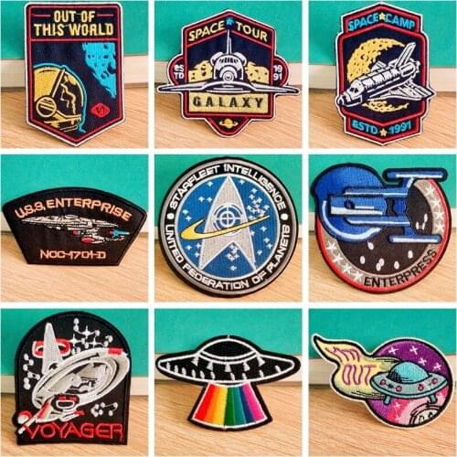 USS Enterprise Patches Iron On Patch Embroidery Patch For Clothing Spacecraft tr ek For Garment Stars Patch Ironing on Jacket