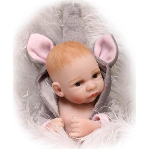 NPK 10 Inch Full Silicone Bebe lifelike mini doll vinyl newborn doll Toys for Children Bathe Adorable Babies Real Dolls bonecas