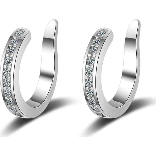 Simple Delicate Mosaic AAAAA Zircon 925 Sterling Silver Clip Earrings For Women
