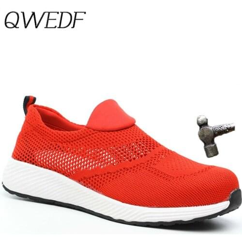 QWEDF 2019 Brand summer lightweight steel toecap men work & safety boots breathable male shoes Big size 38-46 Schoenen K6-50