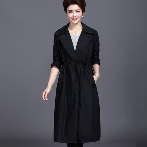 Plus Size 5XL Middle-aged Women Clothing Trench Coats Mother Clothes Windbreakers Womens Long Casual Loose Overcoat Female Coats