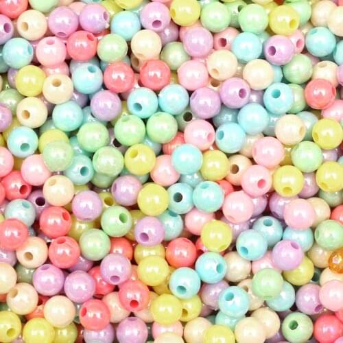 1000Pcs Mixed AB Colorful Round Acrylic Beads For Jewelry Marking Bracelet Charm Needlework Accessories Jewelry Finding 4-12mm