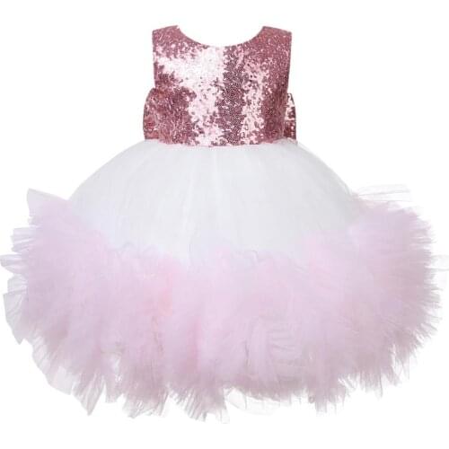 Sequin Mesh Newborn Baby Girl Dress Infant Tulle Party Wedding Gown 1st Birthday Baptism Princess Girl Kids Christening Dresses