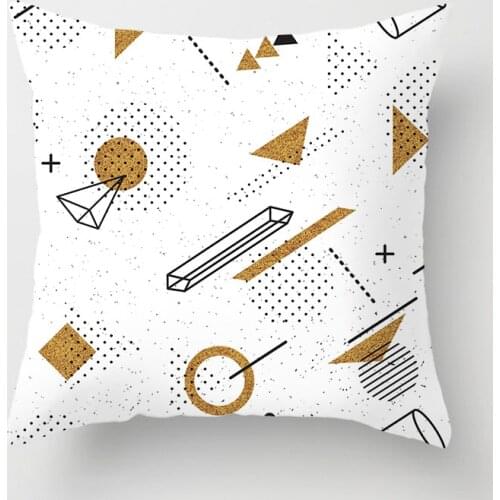 Modern Minimalist Geometric Abstract Peach Suede Pillowcase Polygonal Pattern Home Sofa Car Cushion Cover 45x45cm