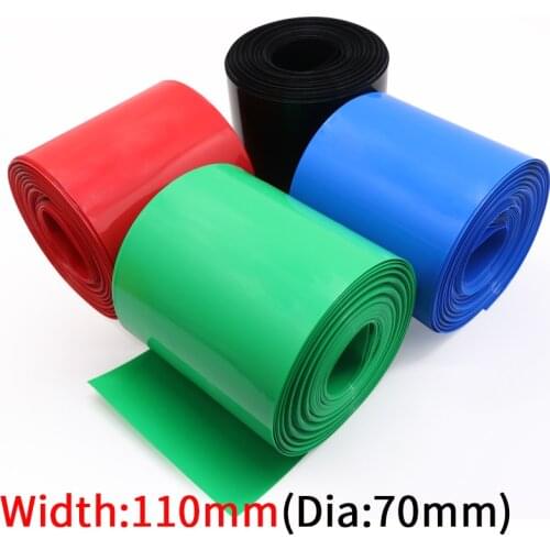 Width 110mm PVC Heat Shrink Tube Dia 70mm Lithium Battery Insulated Film Wrap Protection Case Pack Wire Cable Sleeve Colorful