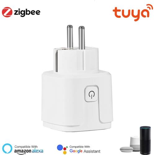 EU 15A Zigbee Smart Socket With Plug Tuya APP Remote Control Home Appliances Timer Power Monitor Works With Alexa Google Home