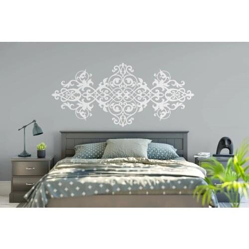 Vintage Headboard Wall Decal Baroque Style Design Mandala Flower Vinyl Wall Stickers Master Bedroom Home Decor Wallpaper MT42