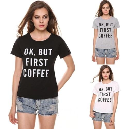 Lady Women Fashion Short Sleeve O-Neck Letter Print Casual Slim T-Shirt