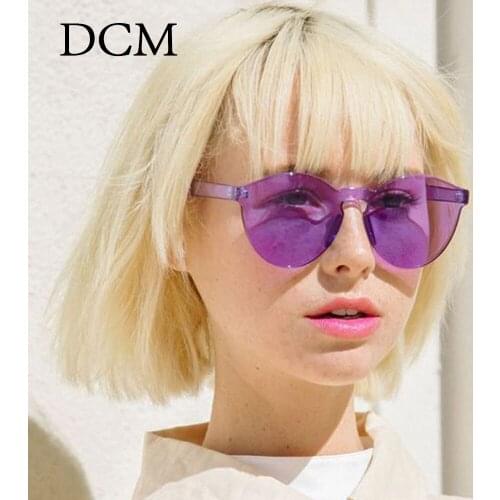 DCM Fashion New Round Sunglasses Women Men Vintage Purple Pink Yellow Lens Colorful Shade Sun Glasses Female UV400