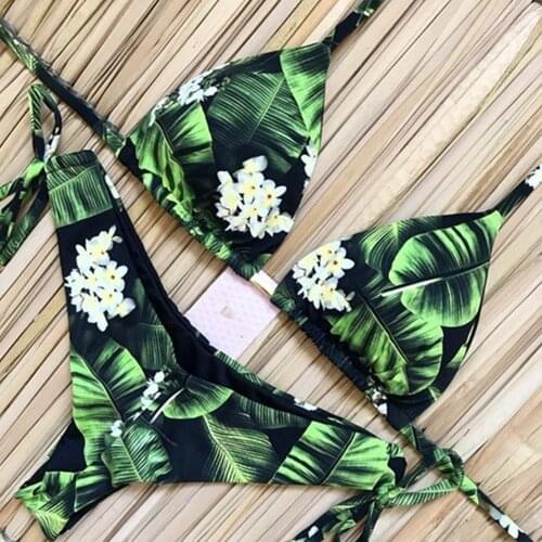 2019 Women Print Bikini Set Push-up Swimsuit New Summer Sexy Swimwear Triangle Bathing Suit Swimming Suit Biquini