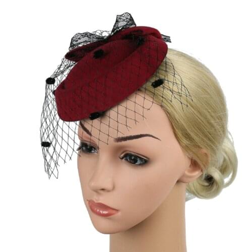 1PC Women Retro Fascinator Hair Clip Feathers Top Veil Hat Wedding Royal Ascot Race Accessories Hair Pins for Women