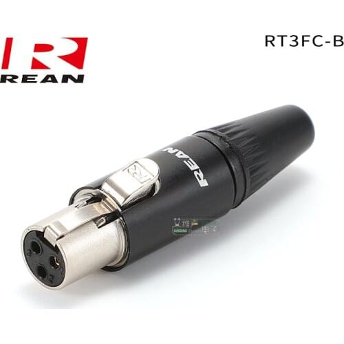 1Pcs REAN MINI XLR RT3FC-B/3MP/5FC-BL Shure AKG wireless waist bag three core female black gold-plated Audio accessories