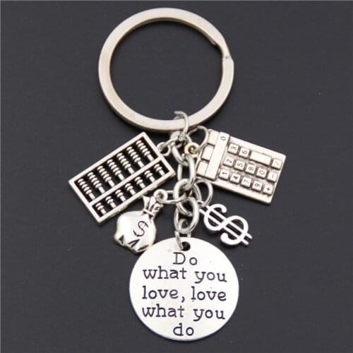 1pc Silver Color "Do What You Love,love what You Do" Accountant Keychain Bookkeeper Key Ring Key Chains Jewelry