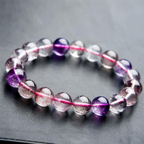 10mm Genuine Natural Super 7 Seven Rutilated Melody Stone Charm Crystal Quartz Round Bead Bracelets For Women