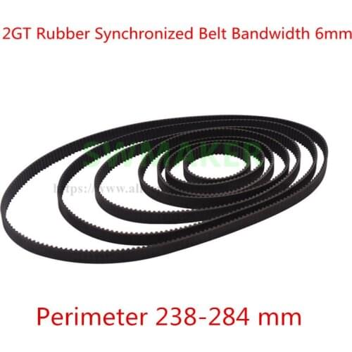 10pcs Cycle 238-284mm GT2 Closed-loop Synchronization Belt Rubber 2GT 6mm 3D Printer Parts Synchronization Belt Parts