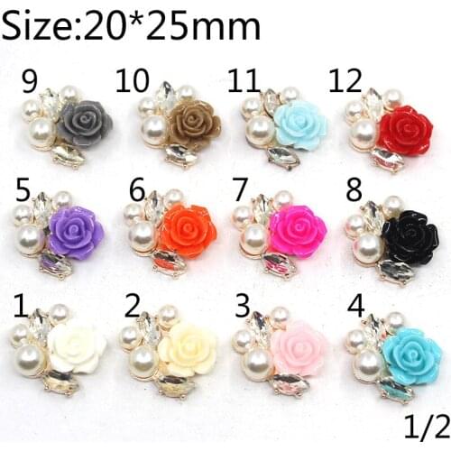 10pcs/lot 18 Color Flower Rhinestone Snap Button Jewerly Metal Button Diamond Flat for Clothing Wedding Hair Ribbon Craft Decor