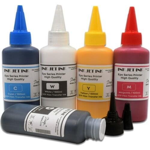 100ML*5Colors DTF Textile PET Transfer Printing Ink For Epson 1390 1400 1500W 1430 XP1500 XP8500 Printers